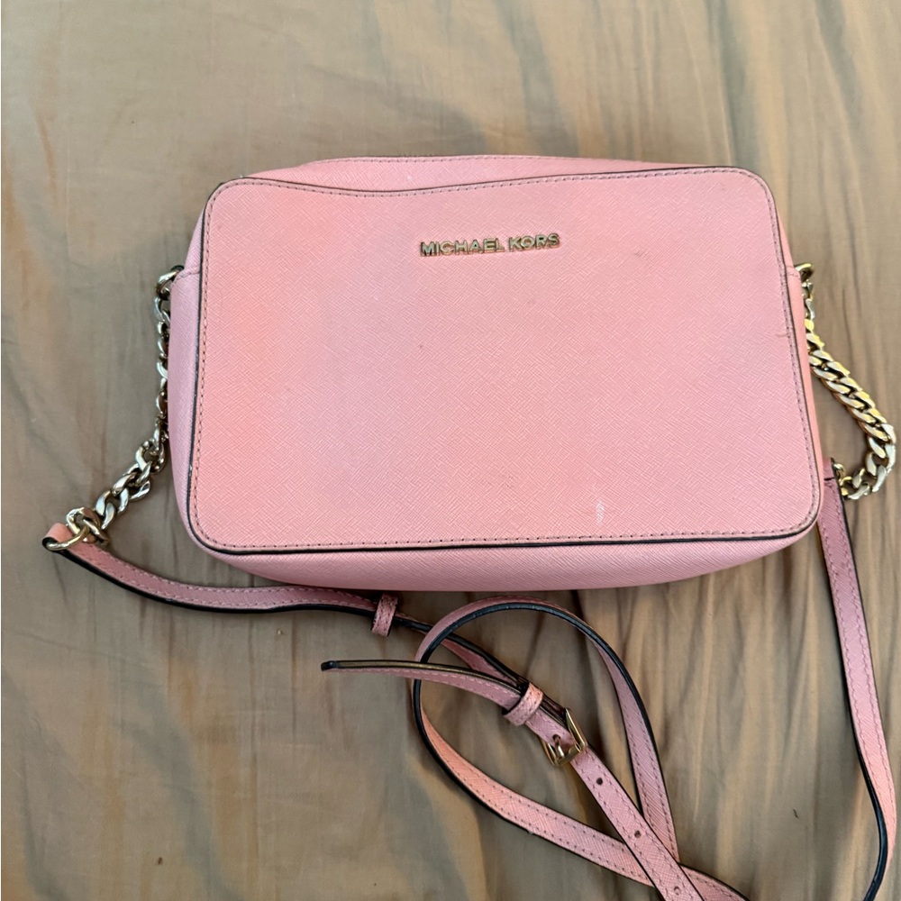 Michael Kors Pink Crossbody Bag with Gold Hardware